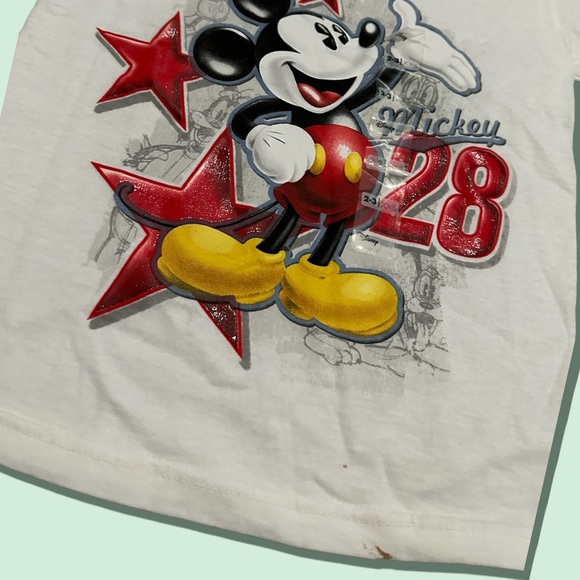 NWT Disney Store Mickey Mouse White Red Short Sleeve Tee Shirt Sz 2-3 XXS - Picture 2 of 7